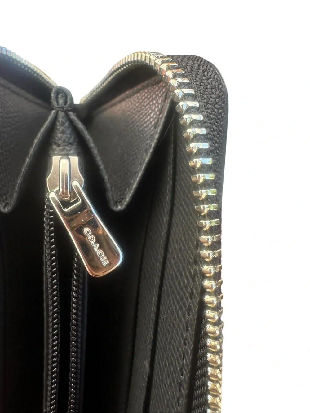 Coach Metallic Pewter Zip Around Long Wallet NWOT